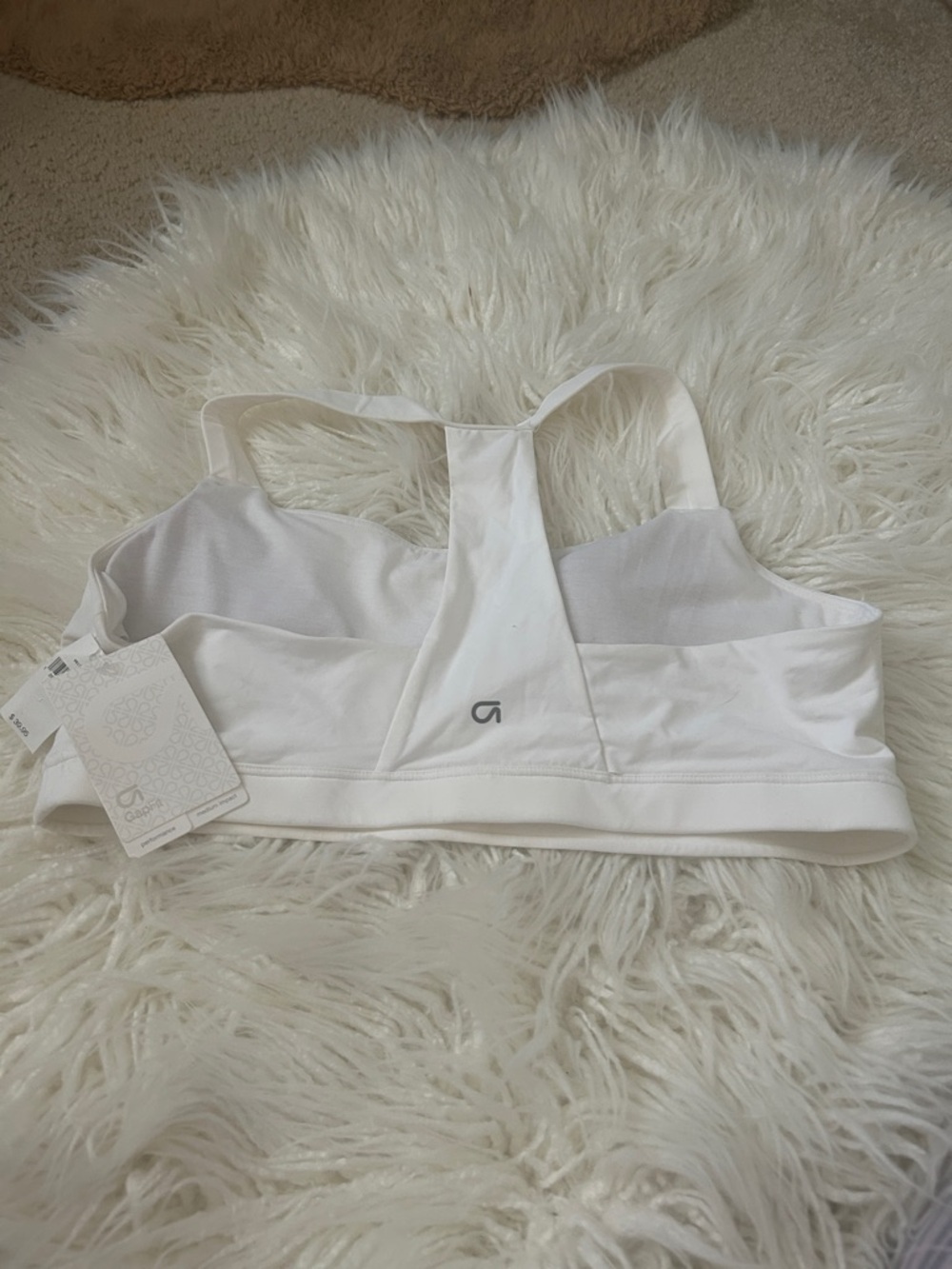 GAP White Racerback Sports Bra with Light Support size XL